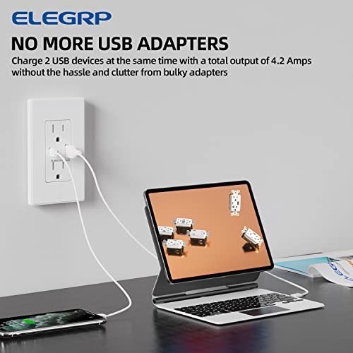 ELEGRP USB Töltőt Fali Csatlakozóaljzathoz, USB-Aljzat Típusú A & C Típusú USB-Port, 15 Amp Duplex jogosulatlan Felnyitás ellen