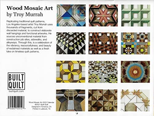 2022 NAPTÁR: Fa Mozaik Art Művész Troy Murrah, 12 Vibráló Hónap Fa Mozaik Művészet Ihlette Paplan Minták, valamint az Újrahasznosított
