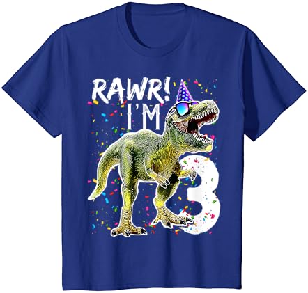 A gyerekek Rawr vagyok 3 3. Születésnapi T-Rex Dinoszaurusz Fél Ajándék Fiú Póló