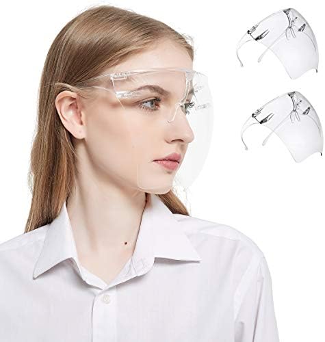 2Pack Átlátszó Szemüveg Napszemüveg Teljes Borító Napellenző,Újrafelhasználható Anti-Köd, Átlátszó Műanyag Facefor Felnőttek, Lásd