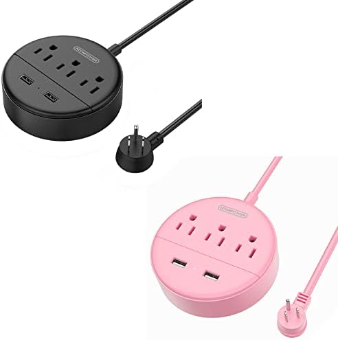 Rózsaszín-Fekete 5 ft Hosszabbító Kábel elosztó USB Csomag, Lapos Csatlakozó elosztó 3 2 USB Aljzathoz, ETL Felsorolt, Asztali Töltő