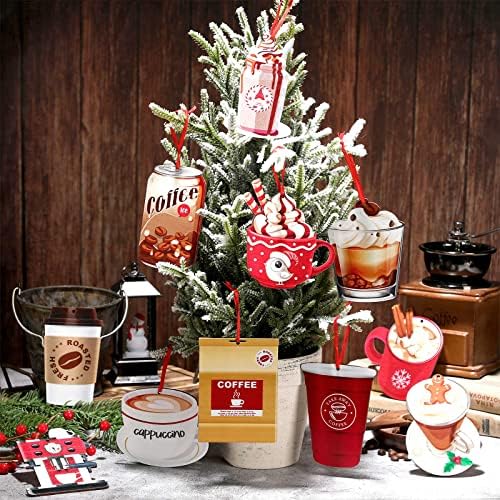 32 Db kávéscsésze Karácsonyi Dísz Fából készült Kávé, karácsonyfa Dísz Lóg Forró Kakaó Díszek, Karácsonyi Tea Csésze Díszek Dekorációs