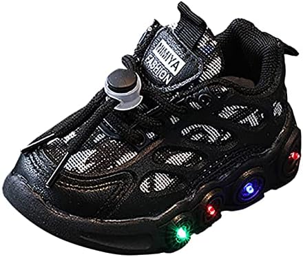 Qvkarw Gyermekek LED Szalag Cipő Csipke Vászon Cipő, Gyerek Alkalmi Cipők Fény Cipők utcai Cipők Fiúk Outdoor Cipő (Fekete, 2-2.5