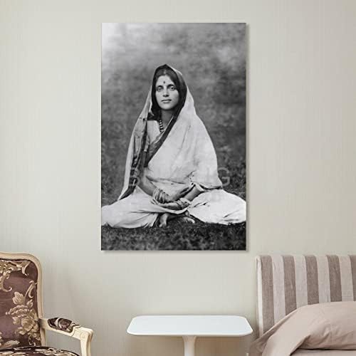BLUDUG Indiai Szent Asszony Srí Anandamayi Ma Poszter (10) Vászon Festmény Wall Art Plakát Hálószoba, Nappali Decor08x12inch(20x30cm)