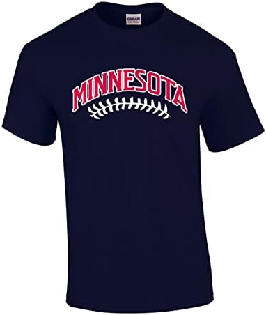 Férfi Baseball Csapat Tshirt Minnesota Baseball Csapat Színe sötétkék-Piros Fűzővel Rövid Ujjú Póló Graphic Tee-Haditengerészet-XL