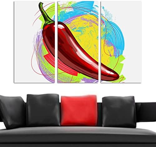 A Wall Art a nappaliban, olajfestmény, Vászon, Nagy Bekeretezett Akvarell Chili Piros Paprika Mű Haza Hálószoba Decor 24x48