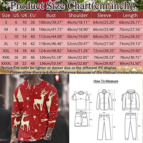 WOCACHI Karácsonyi Long Sleeve T-shirt Férfi ruházat, Karácsonyi 3D Geometriai Grafikus Nyomtatott Sleeve Tee Maximum Fél
