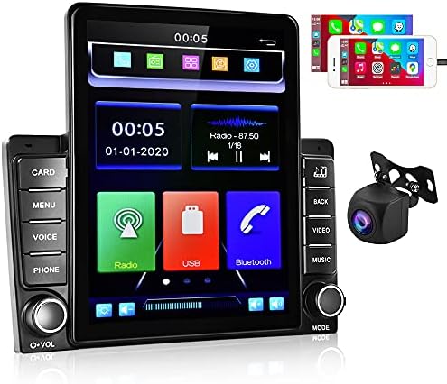 Podofo Dupla Din autórádió-val Carplay, HD 9.5 Függőleges érintőképernyő Autó Sztereó Bluetooth/Biztonsági Kamera Támogatás Tükör Link/USB/FM/SWC,