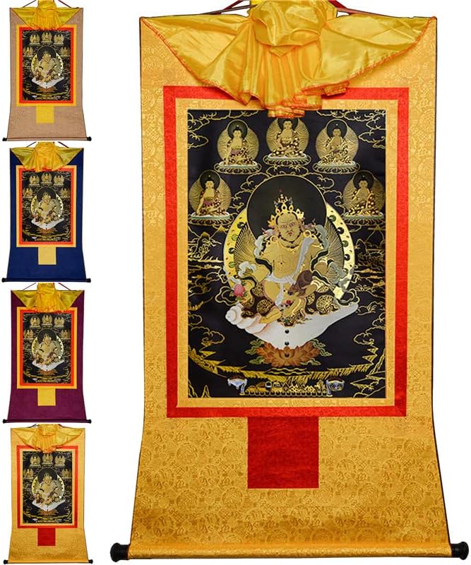 Gandhanra Sárga Jambhala,Dzambhala, Tibeti Thangka Festészet, a Művészet,a Buddhista Thangka Brokát,Buddha Gobelin a Tekercset,Fekete