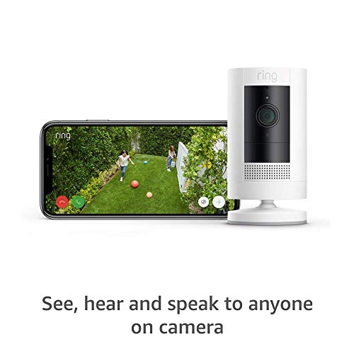 Gyűrű karóra Kamera Akkumulátor HD kamera egyéni adatvédelmi beállítások, Egyszerű beállítás, Működik Alexa – 2-Pack – Fehér