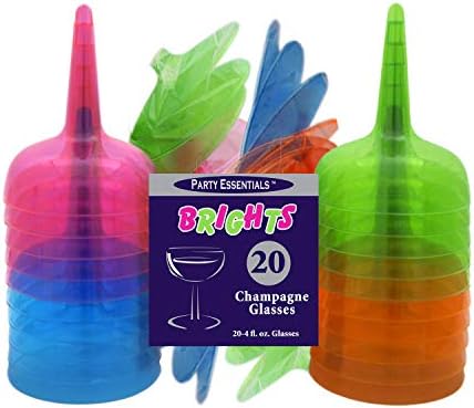 Fél Essentials Műanyag Pezsgős pohár, 4 oz, Vegyes Neon