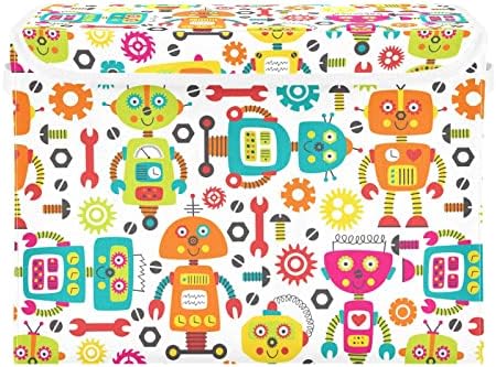 Krafig Doodle Aranyos Színes Robot Összecsukható Tároló Doboz Nagy Kocka Szervező Ládákat Dekoratív Kosarak Konténerek szemhéjakkal Kezeli