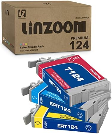LinZoom Felújított 3-Pack 124 Színes Tintapatron Csere Epson 124 T124 az Epson NX125 Stylus NX127 NX130 Stylus NX230 NX330 Stylus
