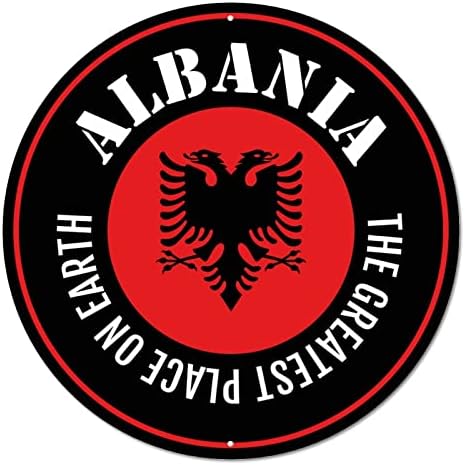 Kerek Fém Adóazonosító Jel Ország Albánia Zászló a Legjobb Hely A világon Szüreti Koszorú Jel, Bár Otthon Jel Emléktábla Rozsdás Fém Plakát,