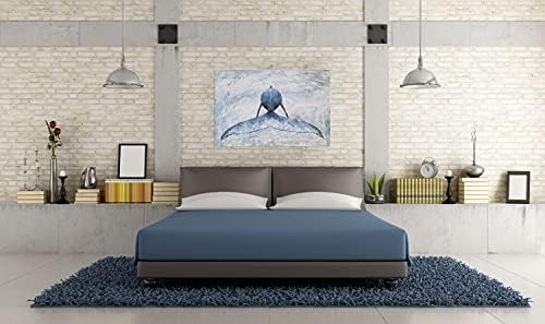 SYGALLERIER Tengerparti Vászon Wall Art - Kék-Fehér Bálna Festmények - a Modern Absztrakt Trópusi Halak Képek Texturált a Fürdőszoba,