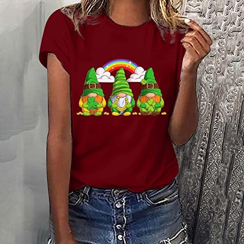 A st. Patrick Napi Három Törpe Gazdaság Shamrock Gnome Szivárvány T-Shirt a Nők Ki Maximum Sleeve Rövid Ujjú Ing