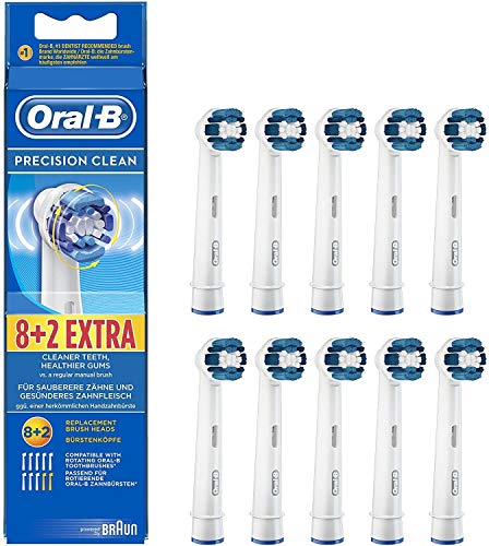 Valódi Eredeti Oral-B Braun Precision Clean Csere Újratölthető Fogkefe Fej (10 Szám) - Nemzetközi Verzió, Német Csomagolás