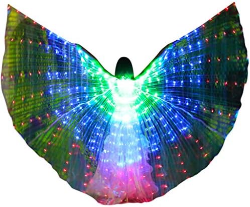 Cegduyi Nők LED hastánc Szárnyak Színes Pillangó Szárnyak Teleszkópos Bot Táncolni Jelmezek Izzó Teljesítmény Ruházat