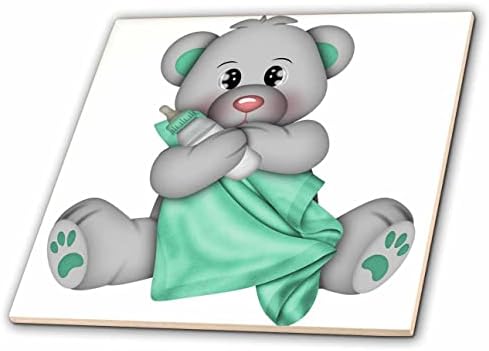3dRose Aranyos Baba Maci Zöld Takaró, valamint Üveg Illusztráció - Csempe (ct_354839_7)