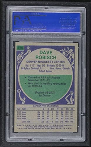 1975 Topps 318 Dave Robisch Denver Nuggets (Kosárlabda Kártya) PSA a PSA 8.00 Rögök Kansas