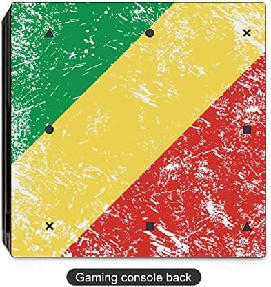 Kongó Retro Aranyos Zászló Matrica Bőr Védő Vékony Fedezni PS-4 Slim/PS-4 Pro Konzol & 2 Vezérlő
