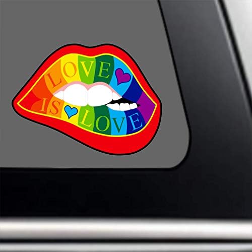 Szivárvány LMBT a szerelem az Szerelem Ajkak Meleg Büszkeség Matrica - Nagy LGBTQ Prémium Vinyl Matrica 4x3 cm | Autó Lökhárítók Auto-Mobile