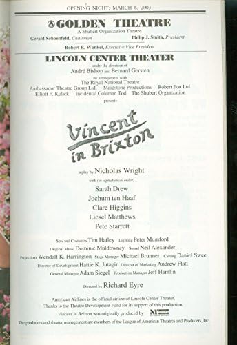 Vincent Brixto, a MEGNYITÓ Broadway Színlapot + Sarah Drew, Clare Higgins, Jochem tíz Haaf, Liesel Matthews, Pete Starrett