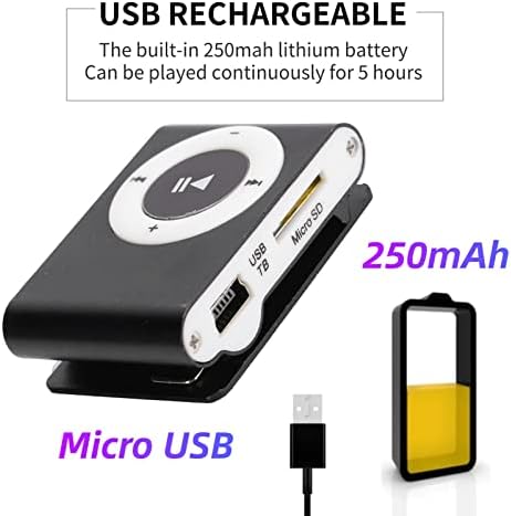 Wisoqu MP3 Lejátszó,Hordozható Digitális Zenei Média Lejátszó Mini MP3 Vissza Klip Lejátszó Fülhallgató USB-Kábel, a Gyaloglás, Futás,