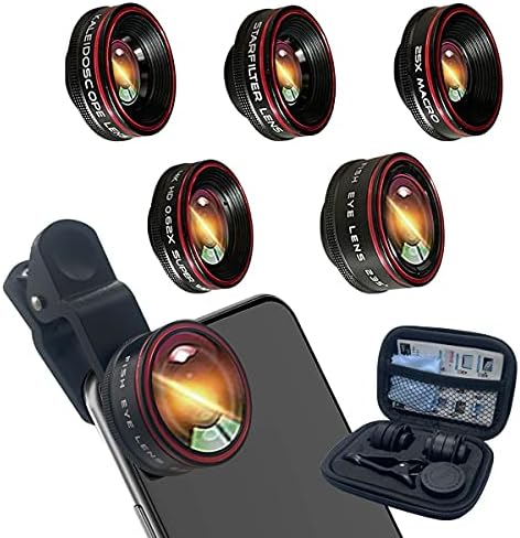 Telefon Kamera Lencséjét,videó mobiltelefon Lencse készlet 5 az 1-ben, 235° Halszem Lencse + 25X Makró Objektív + 0.62 X rendkívül Széles Látószögű