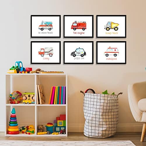 Teherautó Falon Képek / Készlet 6 Autó Wall Art Nyomtatás a Fiúk Room Decor / Kisgyermek Fiú Szoba Dekoráció,Játék szoba Decor Gyerekeknek