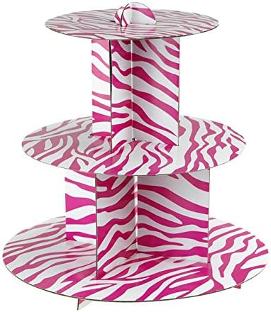 Spirál Zebra Karton Muffin Állvány, 3 Szint, 11-es (Pink)