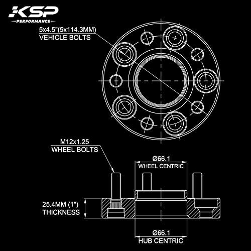 KSP Kovácsolt Kerék Spacers1 5x4.5 5x4.5 (5x114.3) Menetemelkedés M12x1.25 Hub Unalmas 66.1 mm 5 Lug Hub Központú 25mm Kerék Adapterek