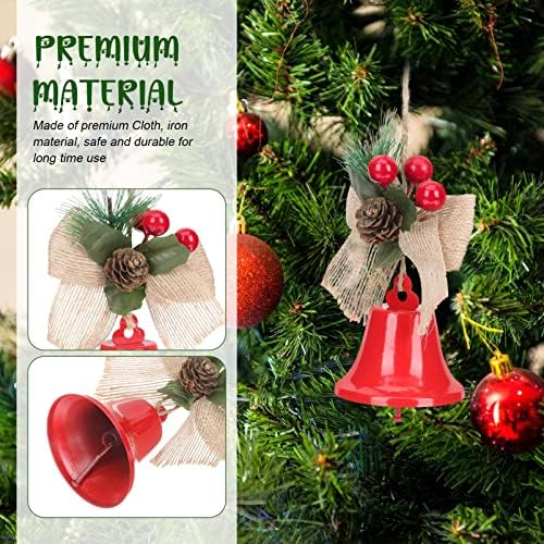Yardwe Karácsonyi Jingle Bells Díszek: 2db Lógó Csengő Mesterséges Fenyő a Tű Kúp Piros Bogyók Masni Dekoráció, karácsonyfa