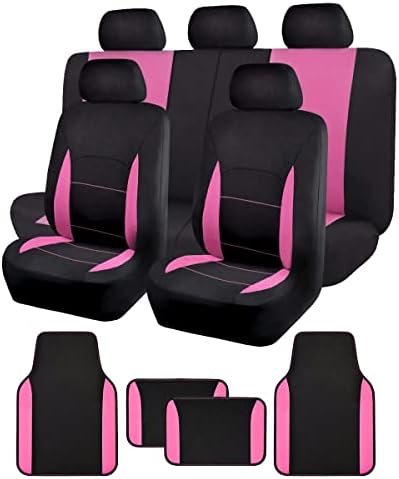 Flying Banner Combo Pack autó üléshuzatok, autós Combo szőnyegek autó, Tehergépkocsi TEREPJÁRÓ (Rózsaszín, üléshuzatok + szőnyegek)