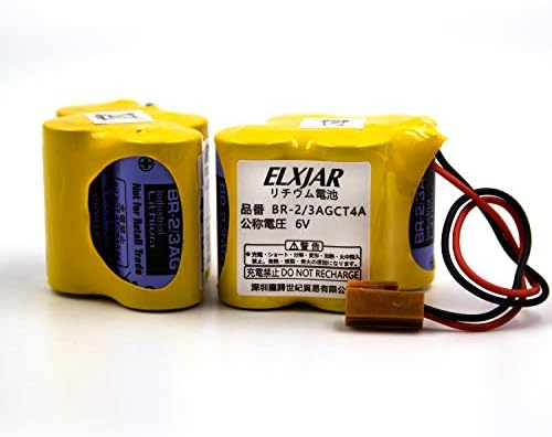 elxjar (2 Csomag) BR-2/3AGCT4A 6V 4400mAh Csere Akkumulátor Panasonic FANUC A98L-0031-0025, EGYÉNI-107, SHS749, ALIT0138, LIT0138 (Fekete-Csatlakozó)
