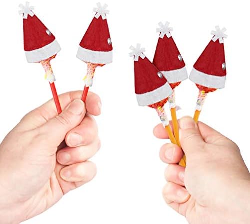 BESTOYARD Mini Nyalókák 24pcs Karácsonyi Lollipop Kalap Xmas Szövet Lollipop Üveg Candy Borító Sapka Apró Télapó borosüveg