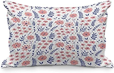 Ambesonne Tavaszi Steppelt Pillowcover, Kézzel Rajzolt, Mint Virágos Design Vázlatos Leveles Ágak Szezonális Változás, a Standard