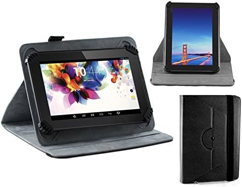 Navitech Fekete Műbőr Kemény tok Fedelét, 360 Forgási Állni Kompatibilis A Gemini Öröm Tab 7 colos Tablet PC