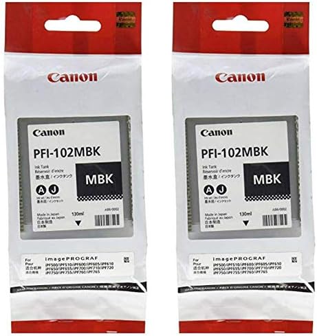 Canon 2X PFI-102MBK Matt Fekete Pigment Tinta Tartály A imagePROGRAF iPF500/600/700 Tintasugaras Nyomtatók, 130 ml-es.