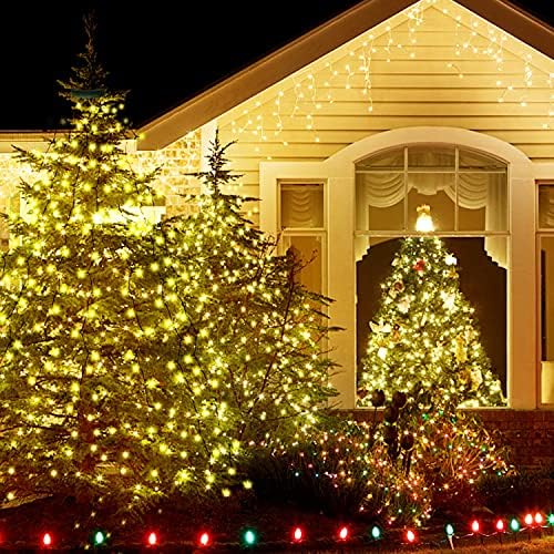 Fnwsja karácsonyfa String Fények 410 Led Tündér Lámpák Topper Csillag Távirányító 16x Ágak 6.6 ft Világos Szalag 8 Ragyog