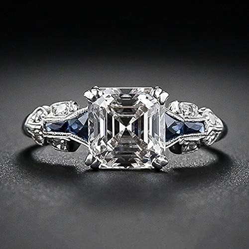 2023 Gyönyörű Szabálytalan Trapéz Tér Gyémánt Gyűrű a Nők, Eljegyzési Gyűrű, Ékszerek, Ajándékok Nyugati Ékszerek Gyűrűk (Ezüst,