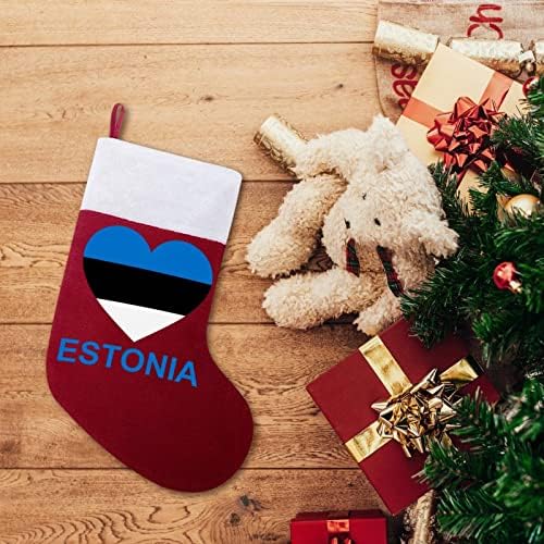 A szerelem Észtország Piros Karácsonyi Ünnep Harisnya, Otthon Dekoráció Karácsonyi Fa Kandalló Zokni
