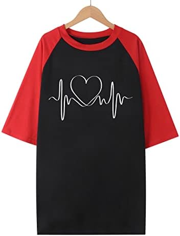 Női T-Shirt Legénység Nyak Laza Fit Színes Blokk 2023 Alkalmi Divat Nyári Rövid Ujjú Blúz, anyák Napja Nyomtatás Maximum