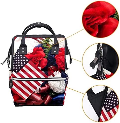 GUEROTKR Utazási Hátizsák, Pelenka táska, Hátizsák Táskában, virág, növény, amerikai zászló mintás
