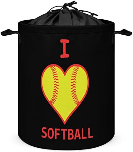 Imádom a Softball Szív Kosárban a vákuumzáras Szennyesben Tároló, táska, Otthon, Utazás
