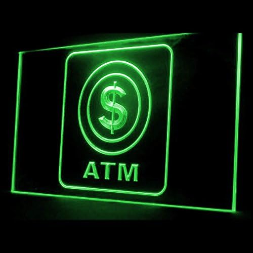 190001 NYITVA ATM Pénz Gép Automata Minőségű Kijelzők LED Neon Sign (16 X 12, Zöld)