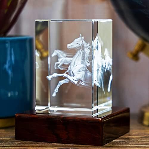 A lovak 3D Photo Crystal, állatbarát Ajándék, Gravírozott Üveg-Művészet, Lézer Gravírozott Kép, Otthoni Iroda Dekoráció, Lovas