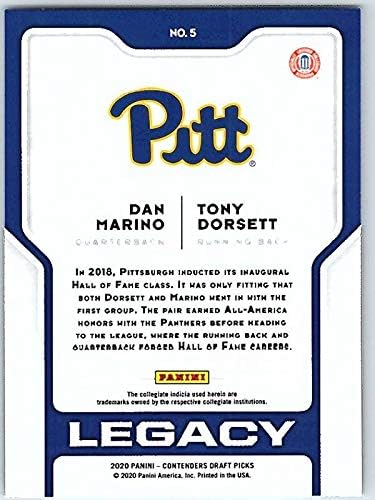 2020 Panini Versenyző-Tervezet Legacy 5. Dan Marino/Tony Dorsett Pittsburgh Párduc Labdarúgó-Trading Card