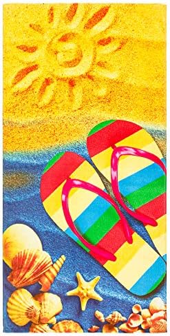 Softerry Szandál Flip Flop Sunny Beach 30 x 60 cm Strand Törölköző, Pamut