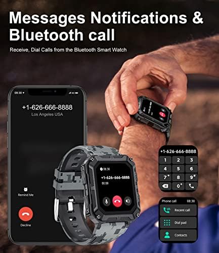 LIGE Katonai Okos Karóra Férfiaknak, Bluetooth Hívás(Válasz/Telefonos Hívások) 1.83 IP68 Fitness Óra Tracker Android Telefonok iPhone